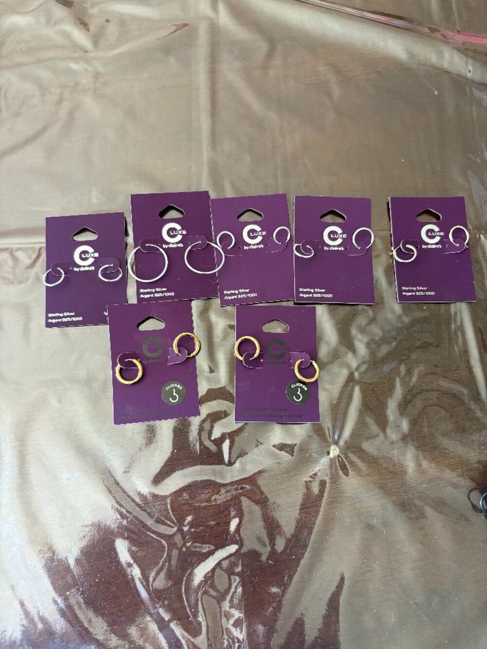 Claire’s LUXE Sterling Silver & Titanium Hoop Earrings Lot of 7 New on Cards